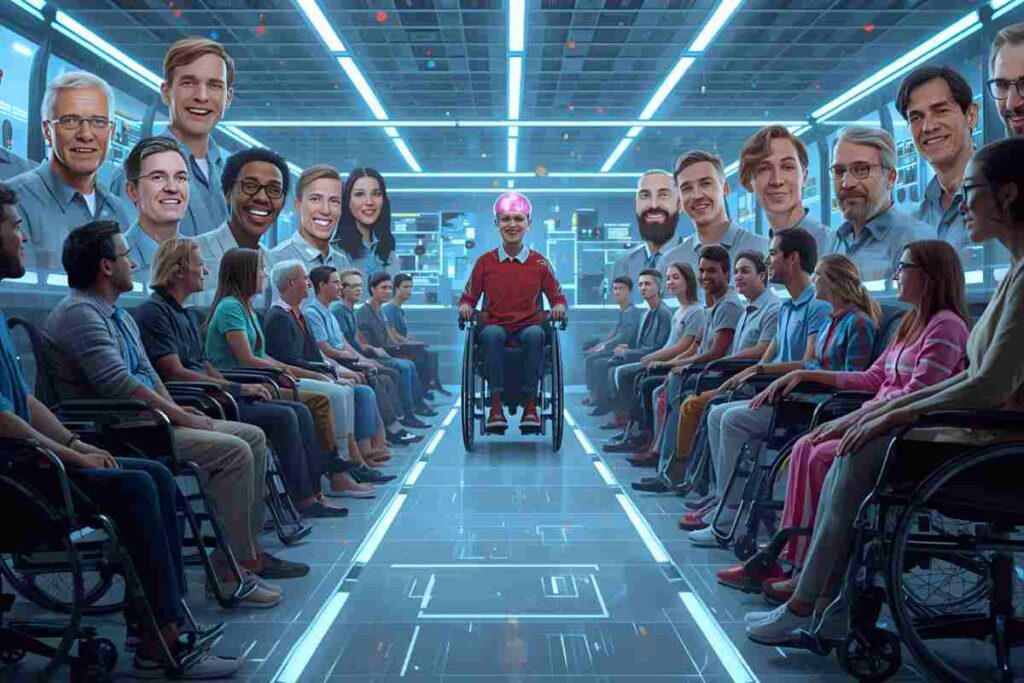 disabili con impiantato cervello artificiale immagine grafica