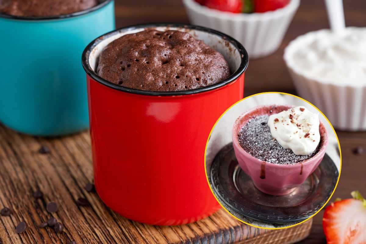 tortini al cioccolato fatti in tazza