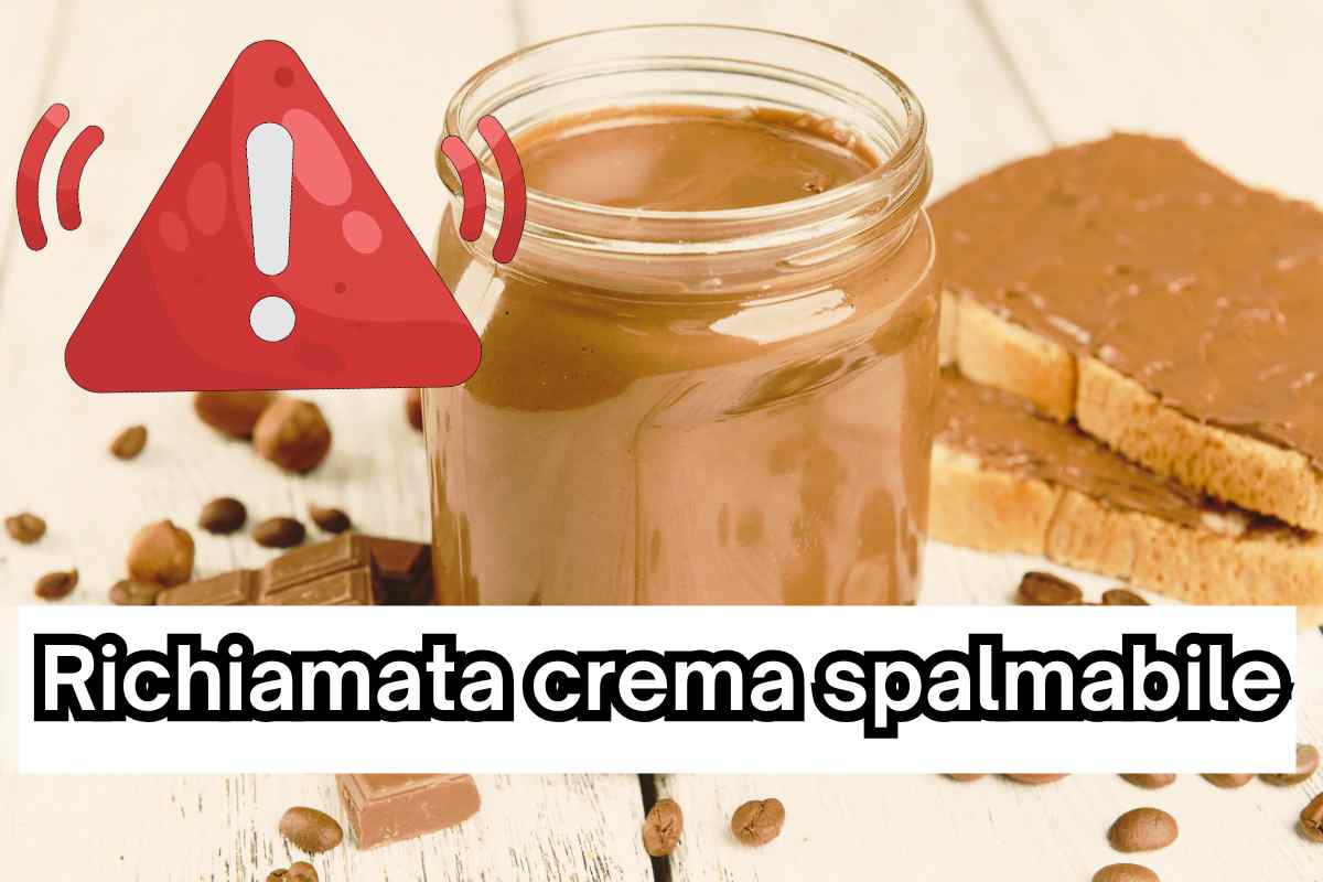 vasetto crema spalmabile nocciole grafica pericolo e scritta